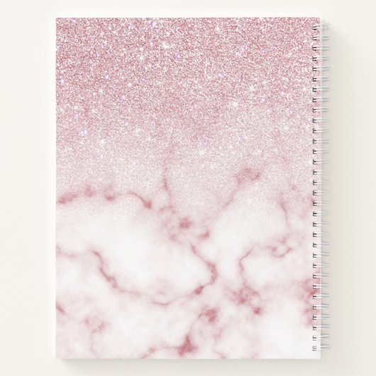 Glamorous Pink White Glitter Marble Gradient Schat Notizblock (Rückseite)
