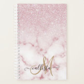 Glamorous Pink White Glitter Marble Gradient Schat Planer (Vorderseite)
