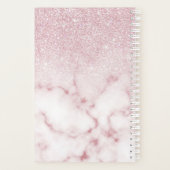 Glamorous Pink White Glitter Marble Gradient Schat Planer (Rückseite)