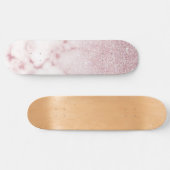 Glamorous Pink White Glitter Marble Gradient Schat Skateboard (Horizontal)