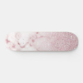Glamorous Pink White Glitter Marble Gradient Schat Skateboard (Horizontal)
