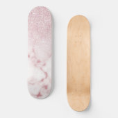 Glamorous Pink White Glitter Marble Gradient Schat Skateboard (Vorderseite)