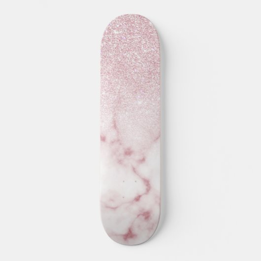 Glamorous Pink White Glitter Marble Gradient Schat Skateboard (Vorderseite)