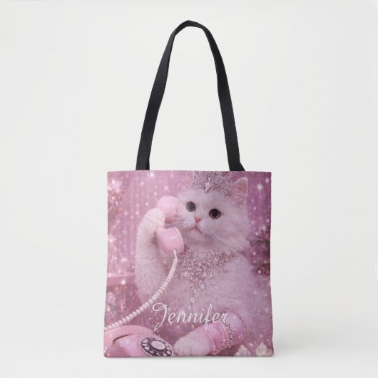 Glamorous Princess Cat Using Telephone             Tasche (Vorderseite)