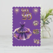 Glamorous Purple & Gold New Year 2026 Invitation Einladung (Stehend Vorderseite)