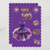 Glamorous Purple & Gold New Year 2026 Invitation Einladung (Vorne/Hinten)