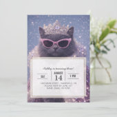 Glamorous Queen Cat Sparkling Fantasy Portrait     Einladung (Stehend Vorderseite)