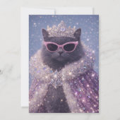 Glamorous Queen Cat Sparkling Fantasy Portrait     Einladung (Rückseite)