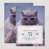 Glamorous Queen Cat Sparkling Fantasy Portrait     Einladung (Vorne/Hinten)
