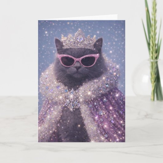 Glamorous Queen Cat Sparkling Fantasy Portrait     Karte (Vorderseite)
