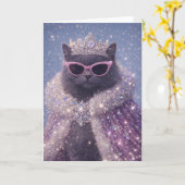 Glamorous Queen Cat Sparkling Fantasy Portrait     Karte (Gelbe Blume)