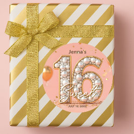Glamorous Regal Pearl Blush Pink Gold Sweet 16 Runder Aufkleber