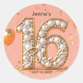 Glamorous Regal Pearl Blush Pink Gold Sweet 16 Runder Aufkleber (Vorderseite)