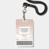 Glamorous Rose Gold White Glitter Marble Gradient Ausweis (Rückseite mit Lanyard)