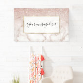 Glamorous Rose Gold White Glitter Marble Gradient Banner (Insitu)