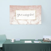 Glamorous Rose Gold White Glitter Marble Gradient Banner (Messeveranstaltung)