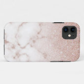 Glamorous Rose Gold White Glitter Marble Gradient Case-Mate iPhone Hülle (Rückseite (Horizontal))