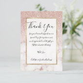 Glamorous Rose Gold White Glitter Marble Gradient Dankeskarte (Stehend Vorderseite)