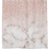 Glamorous Rose Gold White Glitter Marble Gradient Duschvorhang (Vorderseite)
