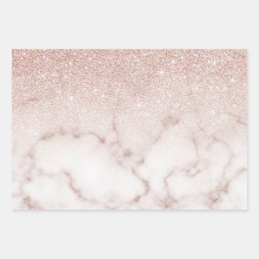 Glamorous Rose Gold White Glitter Marble Gradient Geschenkpapier Set (Vorderseite 3)