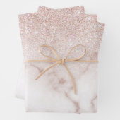 Glamorous Rose Gold White Glitter Marble Gradient Geschenkpapier Set (Beispiel)