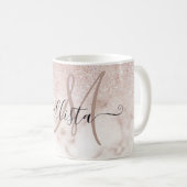 Glamorous Rose Gold White Glitter Marble Gradient Kaffeetasse (VorderseiteRechts)