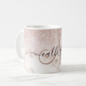 Glamorous Rose Gold White Glitter Marble Gradient Kaffeetasse (Vorderseite Links)
