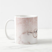 Glamorous Rose Gold White Glitter Marble Gradient Kaffeetasse (Links)
