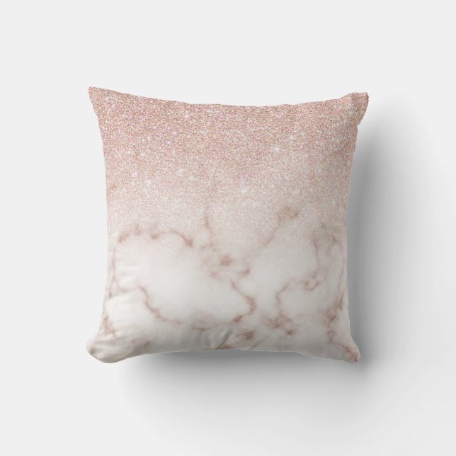 Glamorous Rose Gold White Glitter Marble Gradient Kissen (Vorderseite)