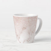 Glamorous Rose Gold White Glitter Marble Gradient Milchtasse (Rechte Ecke)