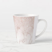 Glamorous Rose Gold White Glitter Marble Gradient Milchtasse (Rechts)