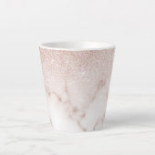 Glamorous Rose Gold White Glitter Marble Gradient Milchtasse (Vorderseite)