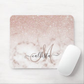 Glamorous Rose Gold White Glitter Marble Gradient Mousepad (Mit Mouse)