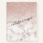 Glamorous Rose Gold White Glitter Marble Gradient Notizblock (Vorderseite)