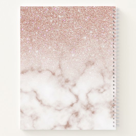 Glamorous Rose Gold White Glitter Marble Gradient Notizblock (Rückseite)