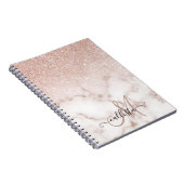 Glamorous Rose Gold White Glitter Marble Gradient Notizblock (Rechte Seite)