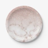 Glamorous Rose Gold White Glitter Marble Gradient Pappteller (Vorderseite)
