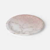 Glamorous Rose Gold White Glitter Marble Gradient Pappteller (Schrägansicht)