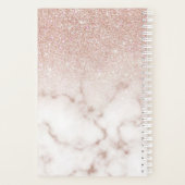 Glamorous Rose Gold White Glitter Marble Gradient Planer (Rückseite)