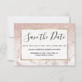 Glamorous Rose Gold White Glitter Marble Gradient Save The Date (Vorderseite)
