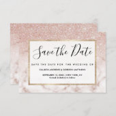 Glamorous Rose Gold White Glitter Marble Gradient Save The Date (Vorne/Hinten)