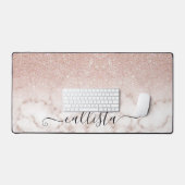 Glamorous Rose Gold White Glitter Marble Gradient Schreibtischunterlage (Tastatur & Maus)