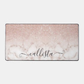 Glamorous Rose Gold White Glitter Marble Gradient Schreibtischunterlage (Vorderseite)
