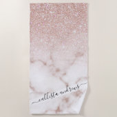 Glamorous Rose Gold White Glitter Marble Gradient Strandtuch (Vorderseite)