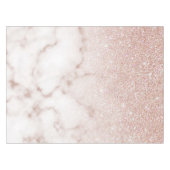 Glamorous Rose Gold White Glitter Marble Gradient Tischdecke (Vorderseite (Horizontal))