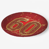 Glamorous Ruby Gemstone Gold 60th Birthday Party Pappteller (Schrägansicht)