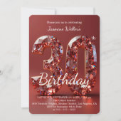 Glamorous Ruby Red Diamond 30th Birthday Einladung (Vorderseite)