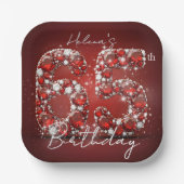 Glamorous Ruby Red Diamonds 65th Birthday Party Pappteller (Vorderseite)