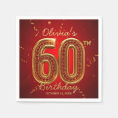 Glamorous Ruby Red Gold Jewel 60th Birthday Serviette (Vorderseite)