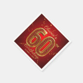 Glamorous Ruby Red Gold Jewel 60th Birthday Serviette (Ecke)